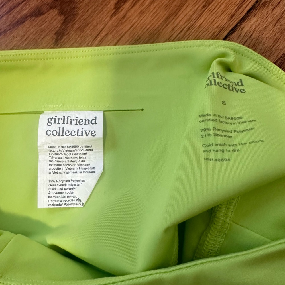 Girlfriend Collective Lime Green Recycled Polyester Sport Leggings - Picture 9 of 13